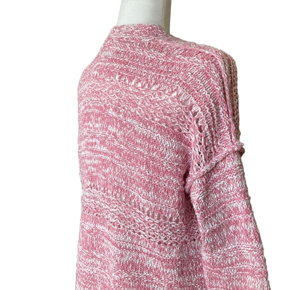 Abercrombie & Fitch Women’s Barbie pink white open front cable knit sweater XS - Picture 11 of 12